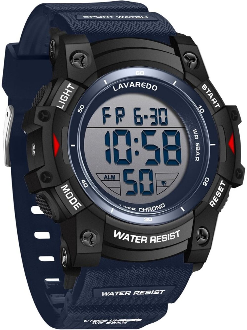 Men's Black Blue Sports Outdoor Waterproof Digital  LED Backlight Wrist Watches